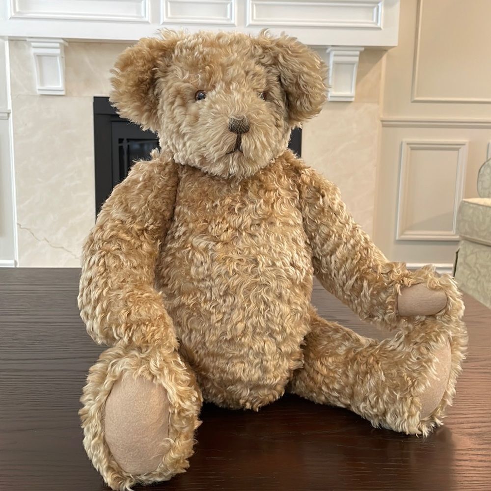 Large Jointed Cream Teddy Bear Excellent Condition 22” Tall Vintage